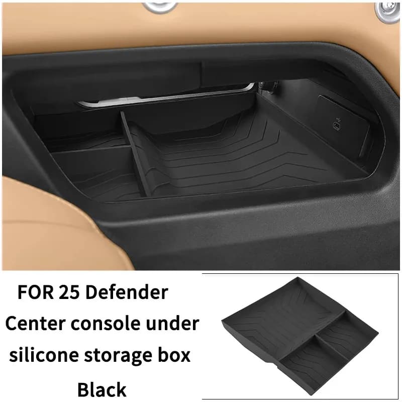 PER Land Rover 2025 Defender 90/110 Scatola portaoggetti in silicone su misura per vano inferiore della console centrale - Durevole