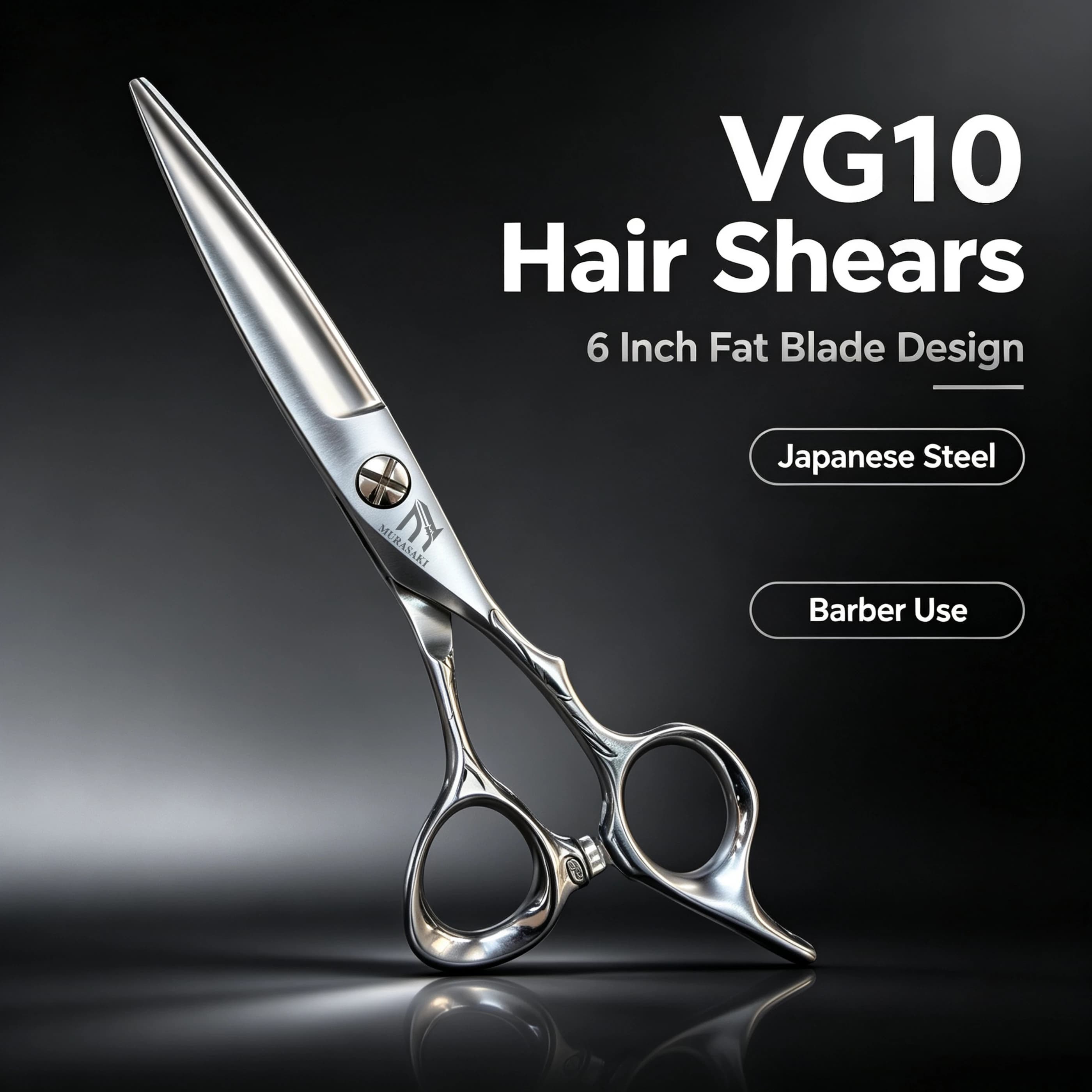 Professional Barber Scissors，6 inch Broad blade hair cutting scissors，Comfortable handle design，Japanese VG10 steel barber tools