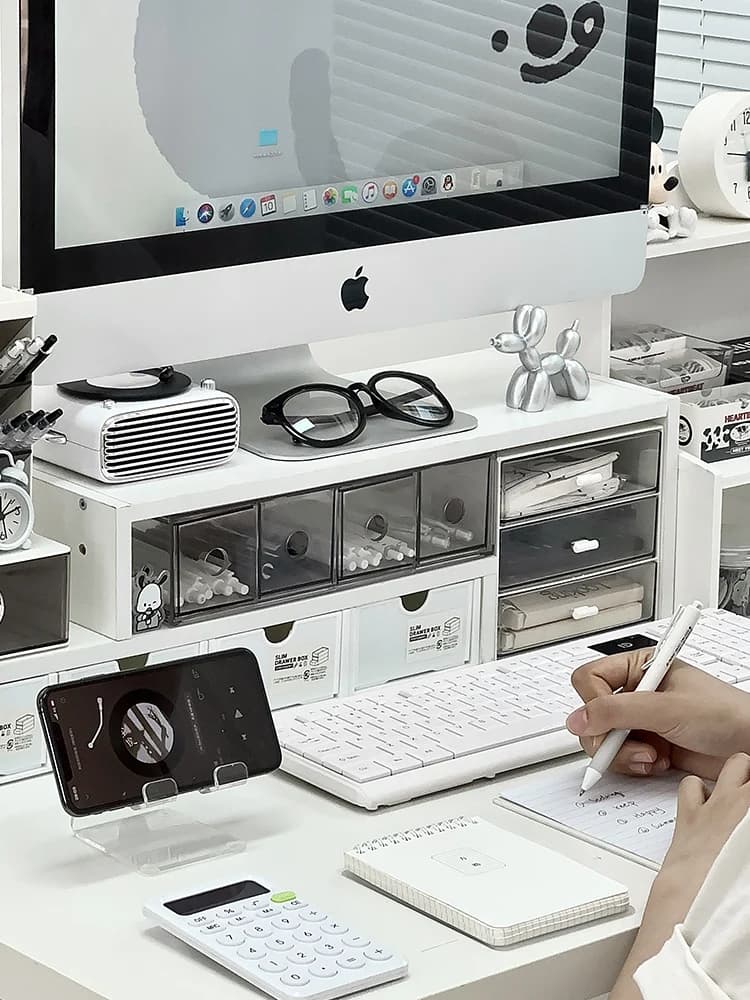 Supporto per Scrivania a Doppio Livello, Scaffale Portaoggetti per Notebook, Organizzatore da Scrivania con Partizione per Ufficio