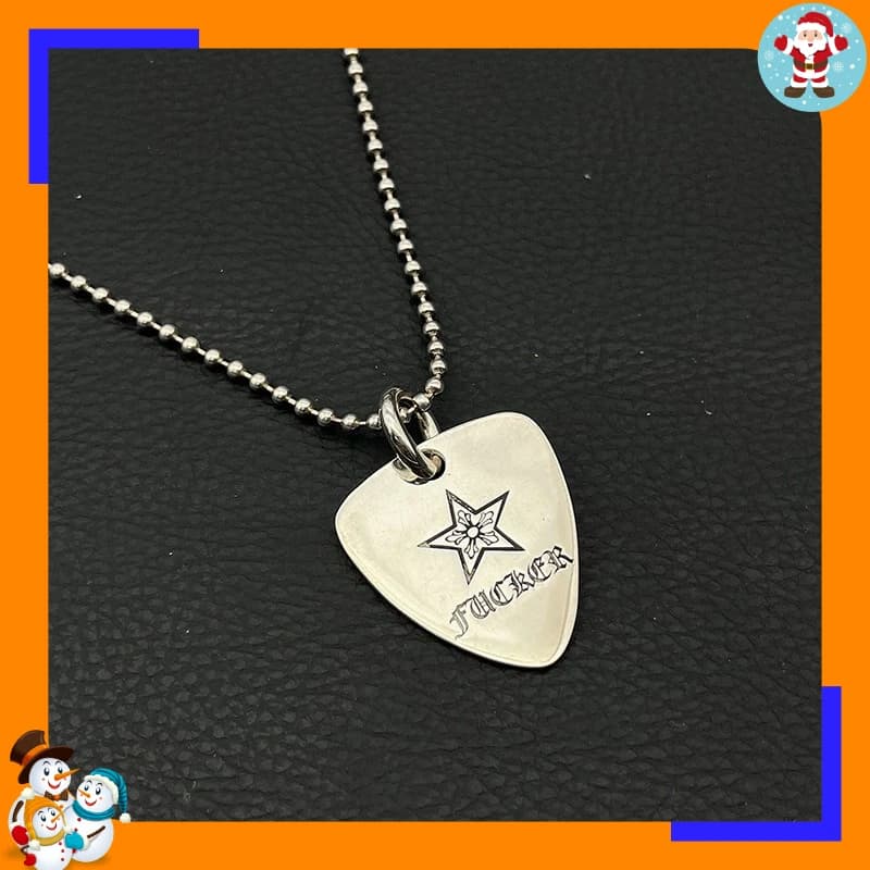 Premium Retro Cross Flower Guitar Pick Necklace Men's and Women's Vine Sword Pentagram Pendant Classic