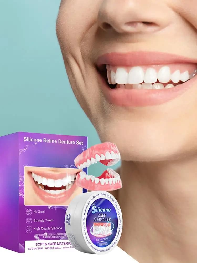 Kit di Riparazione per Protesi in Silicone, Kit di Riapplicazione Protesi, Forniture per Protesi, Riapplicatore Leggero Professionale per Denti Superiori e Inferiori