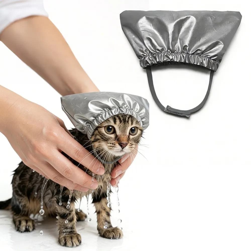 Cuffia Impermeabile per il Bagno dei Gatti, Riutilizzabile e Comoda, Protezione per le Orecchie, Copricapo Elastico per il Bagno di Cani e Gatti