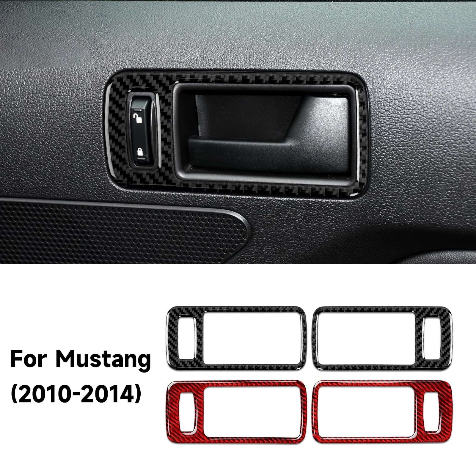 Per Ford Mustang GT Shelby (2010-2014) Adesivo interno in fibra di carbonio Accessori per rivestimento del pannello della ciotola della porta interna dell'auto