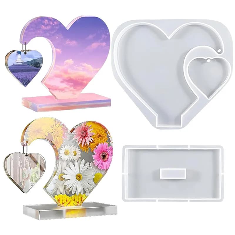 Stampi in resina per cornici per foto a forma di cuore Stampo per cornici in resina epossidica Stampo in silicone fatto a mano Stampi per colata in resina per San Valentino fai da te