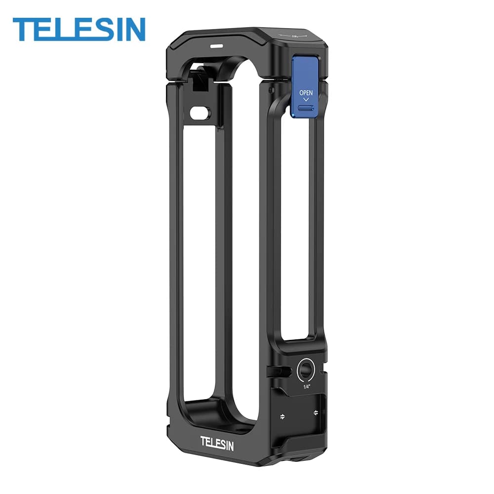 TELESIN Custodia Protettiva in Lega di Alluminio per Action Camera Insta360 X4, Design Leggero per Riprese Verticali