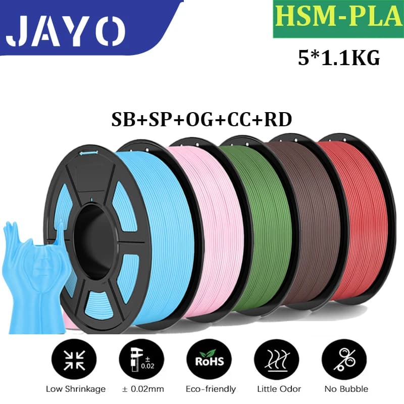 JAYO 3D Printer Filaments PLA high speed opaque from 5 rolls 1,75 mm Mixed color without bubbles 3D printer material Free FDM for 3D Printing