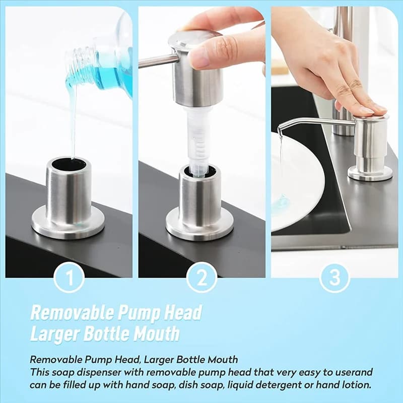 【B07R】 Piano di lavoro per dispenser di sapone da cucina Dispenser per lavello da incasso cromato per lavandino del bagno