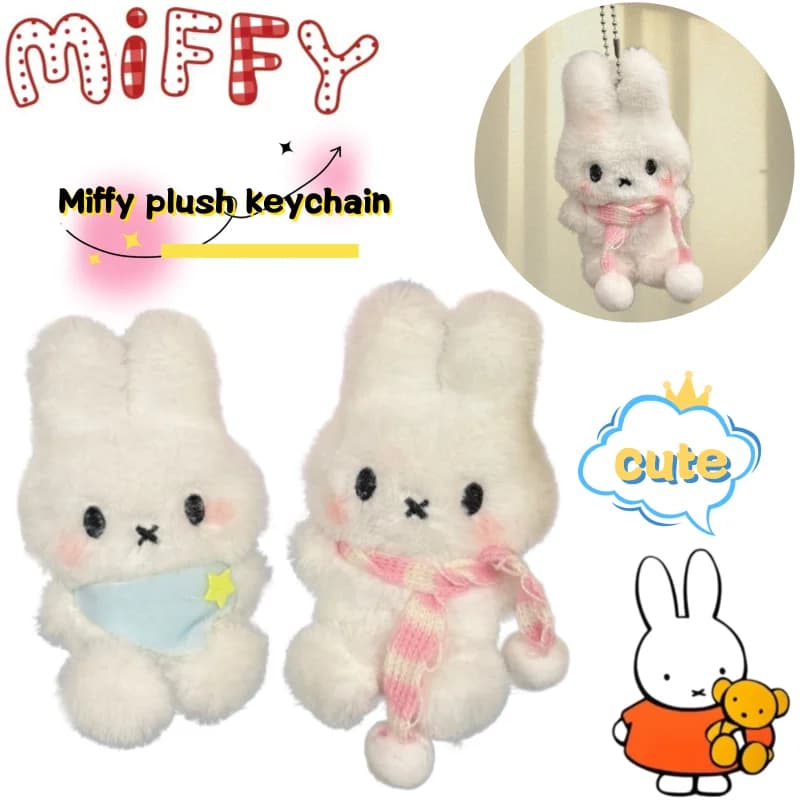 New Miffy rabbit key chain high color value cute doll doll shape creative girl heart exquisite sweet schoolbag car pendant gift