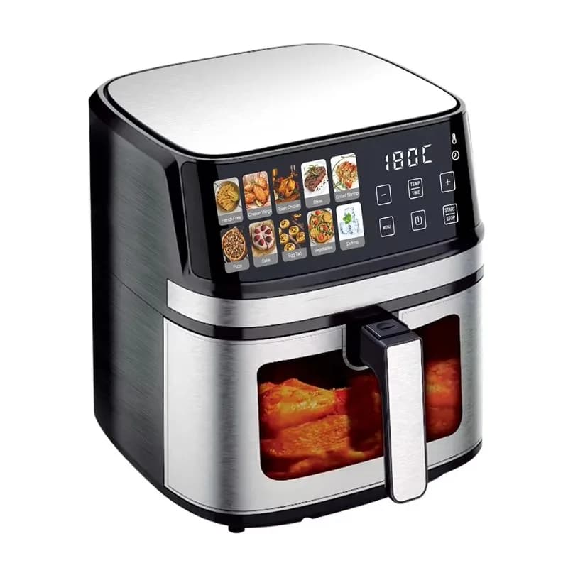 A newly designed 8-litre AI air fryer with digital display and temperature control for fast and healthy cooking.