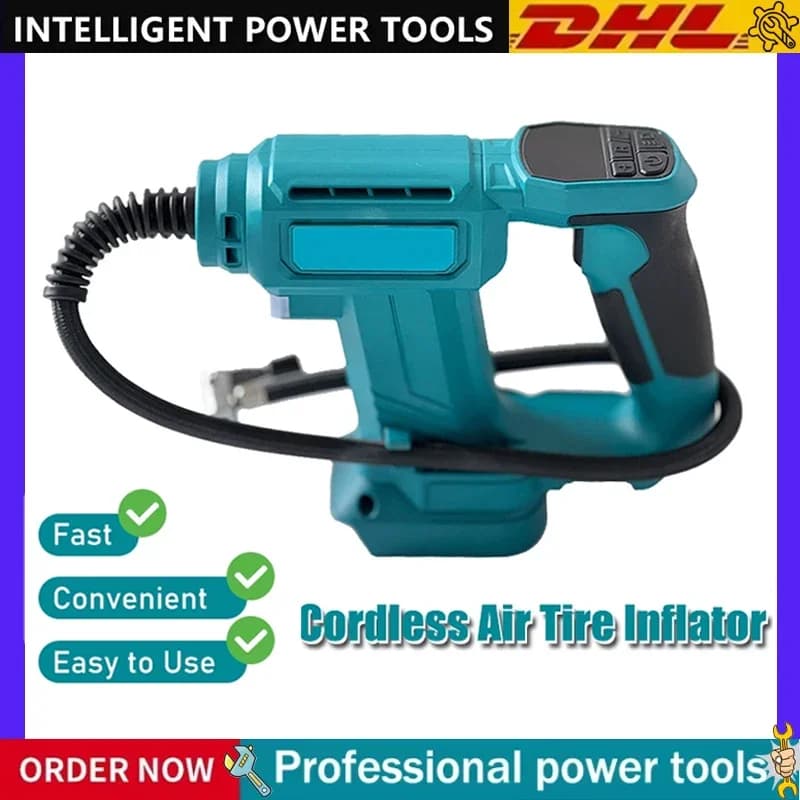 Pompa ad aria senza fili, gonfiatore portatile per pneumatici auto, compressore d'aria con display digitale, pompa gonfiabile per batteria Makita 18V