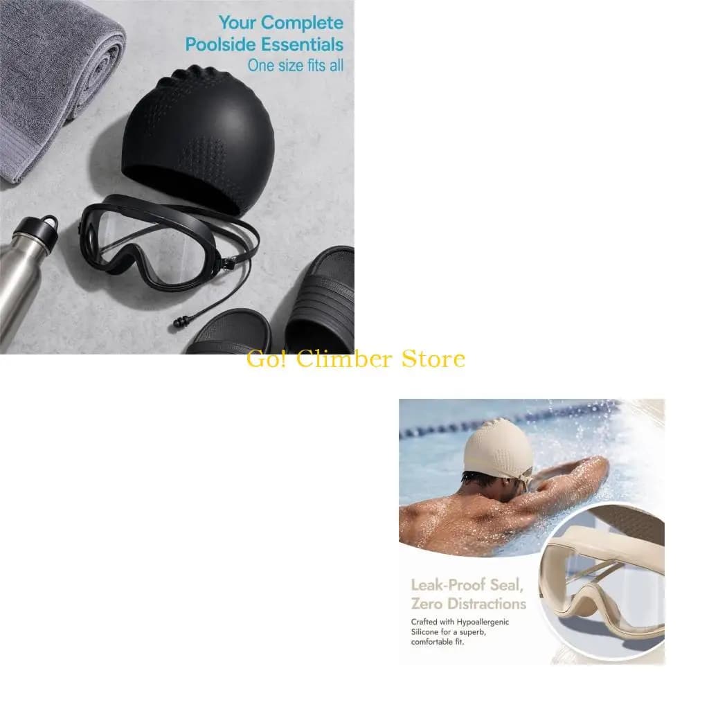 Q84C Swimming Hat and Goggles Swim Pool Glasses with Silicone Cap for Daily Lap