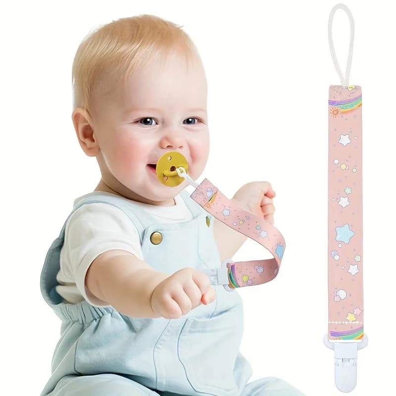 Porta ciuccio per bambini con guinzaglio – Clip anti-smarrimento da 1 pezzo per la maggior parte dei ciucci, massaggiagengive e giocattoli piccoli, regalo ideale per le vacanze per il bambino