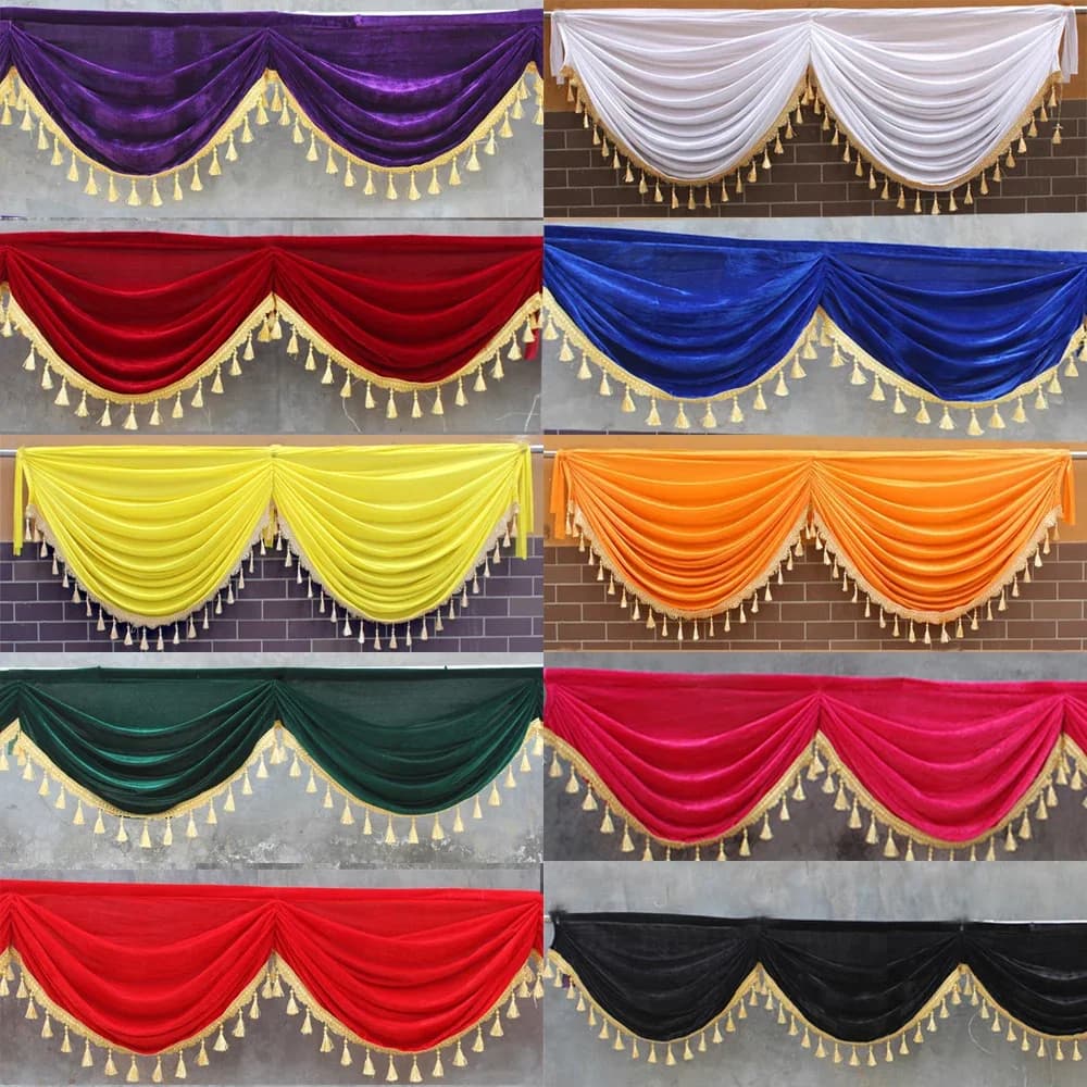 2 metri di velluto tenda Swag nappa copritavolo matrimonio sfondo tavolo gonne fase sfondo tendaggi festa banchetto pareti Decor