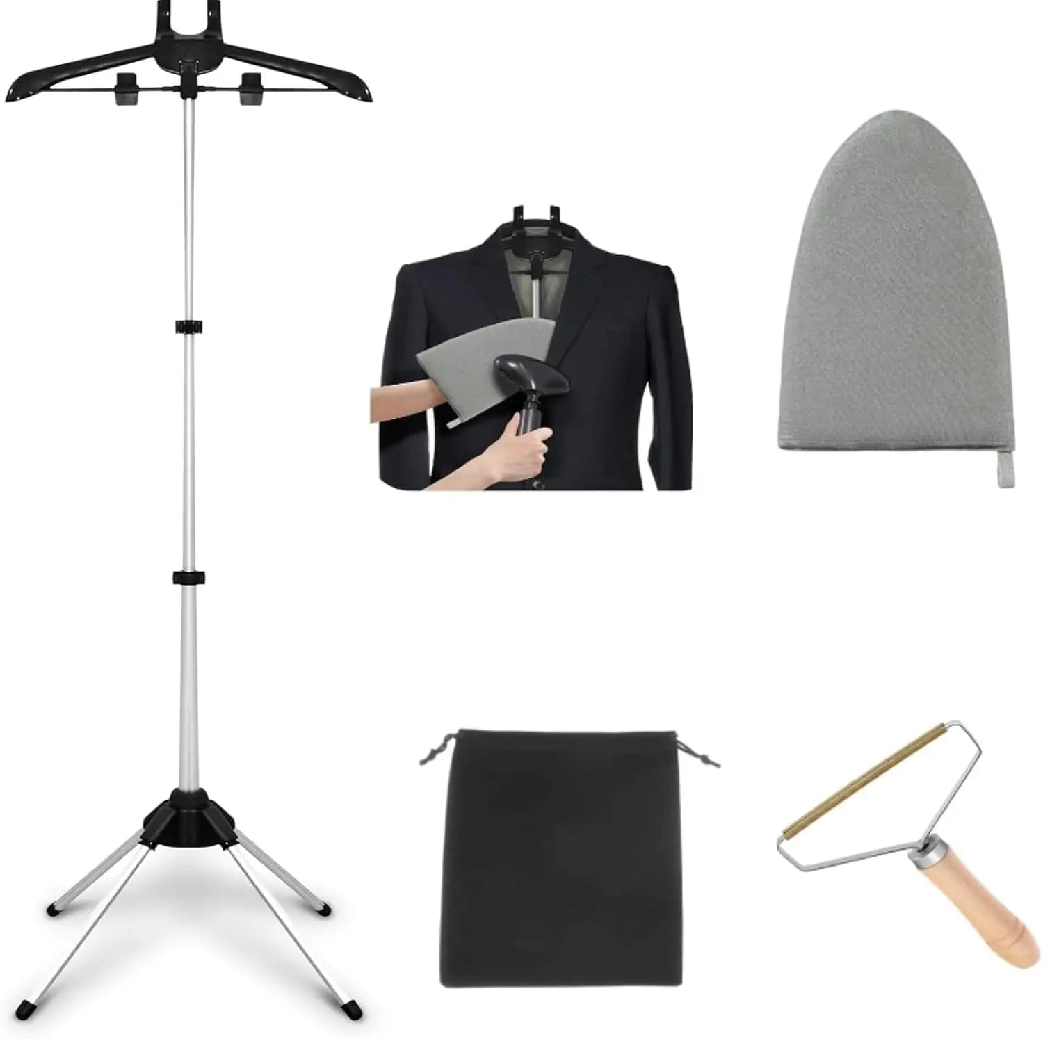 Supporto per stiratore a vapore per vestiti – Rastrelliera regolabile per stiratura a vapore con appendiabiti – Pieghevole e portatile per viaggi e casa, idea regalo