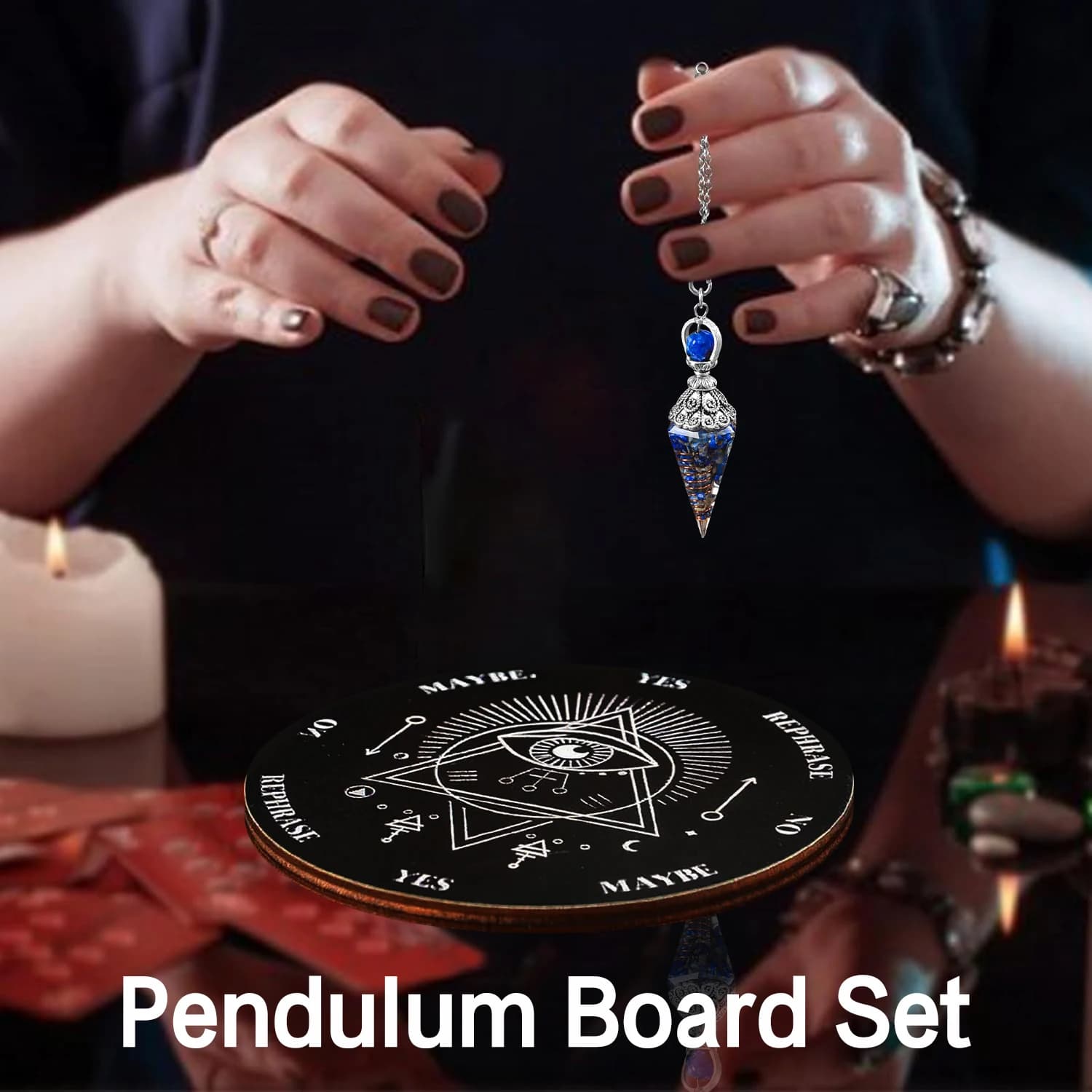 2 pezzi/set tavolo a pendolo collana da rabdomanzia e kit in legno grafico bacchetta Wiccan messaggio di cristallo pietra curativa Chakra al quarzo