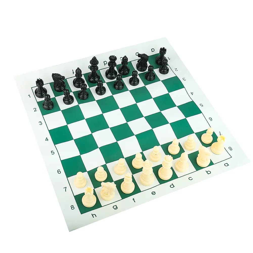 Set di Scacchi Portatile con Scacchiera in PU, Pezzi in Plastica, Borsa da Viaggio, Gioco da Tavolo Standard per Adulti e Bambini