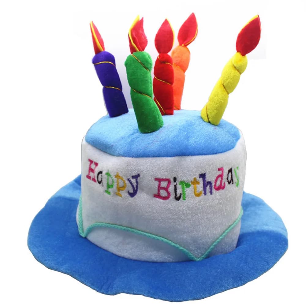 Plush Happy Birthday Hat Cake 5 Candles Adult Size Mask Party Hat Perfect as wedding favors Costume accessories New 2025