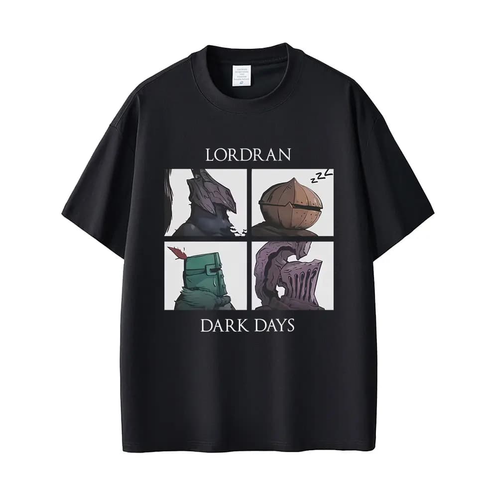 Gioco Dark Souls Elogio Il Sole Lordran Dark Days T-shirt grafica da uomo T-shirt vintage gotica rock T-shirt girocollo in cotone da uomo
