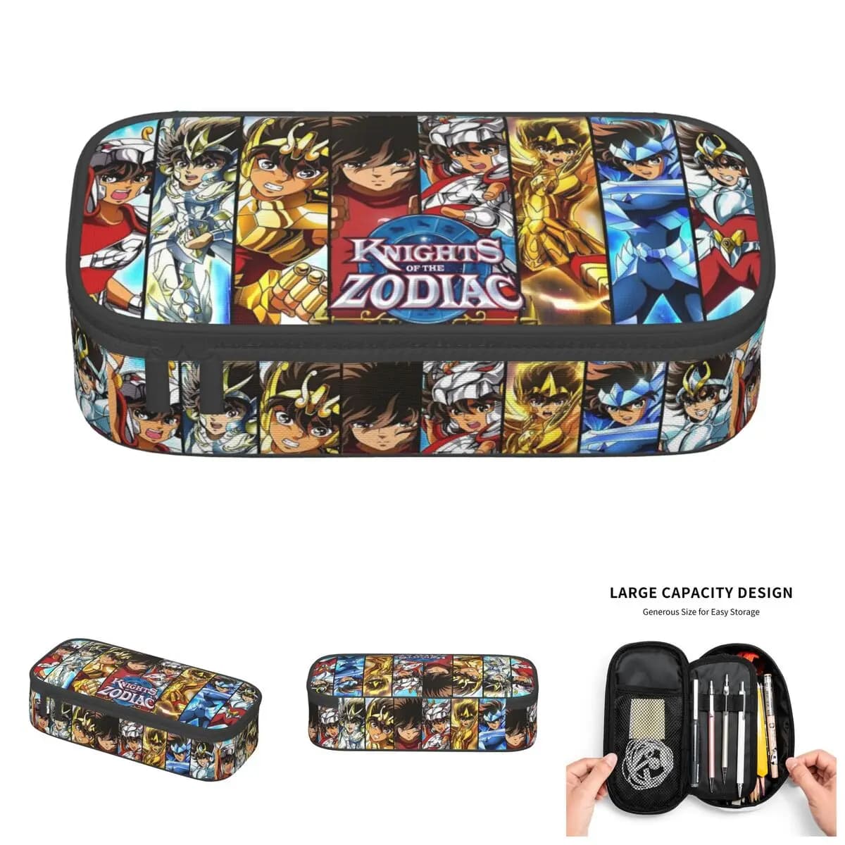 Astucci per matite coreani Saint Seiya Knights Of The Zodiac per ragazze e ragazzi, astuccio porta penne grande con cartoni animati manga, accessori scolastici