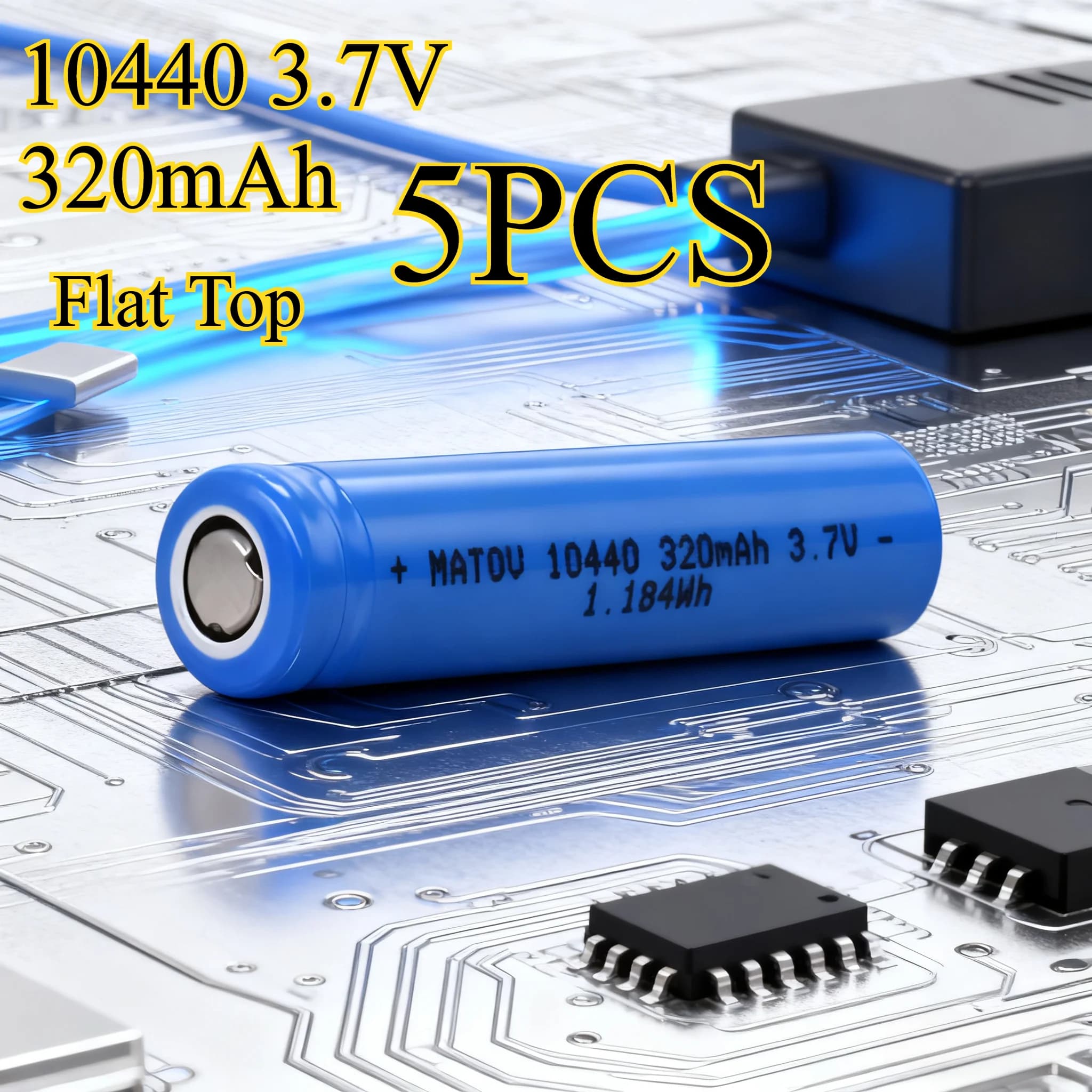 5PCS 10440 3.7V 320mAh Children's Flat Rechargeable Lithium Battery Electric Toothbrush USB Laser Pointer Safe Fast Charging