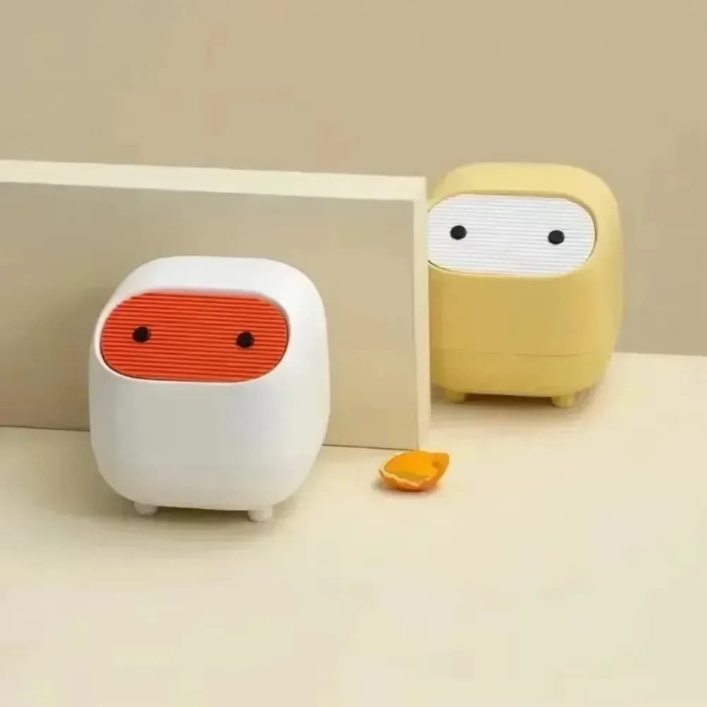 Mini pattumiera da tavolo con coperchio a doppio strato, design carino, desktop Ninja, piccolo cestino per rifiuti per accessori creativi per la casa e l'ufficio