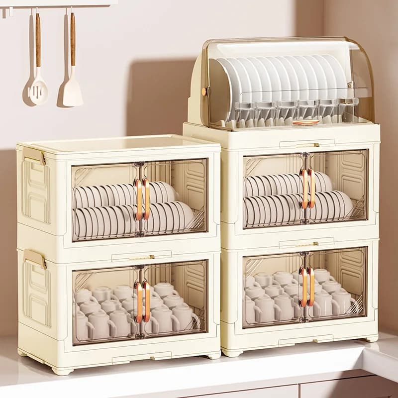 Multi-Tier Foldable Bowl Rack, Large Capacity,Kitchen Dish Drying Rack for Bowls/Cups/Dishes, Collapsible Multi-Combos Storage