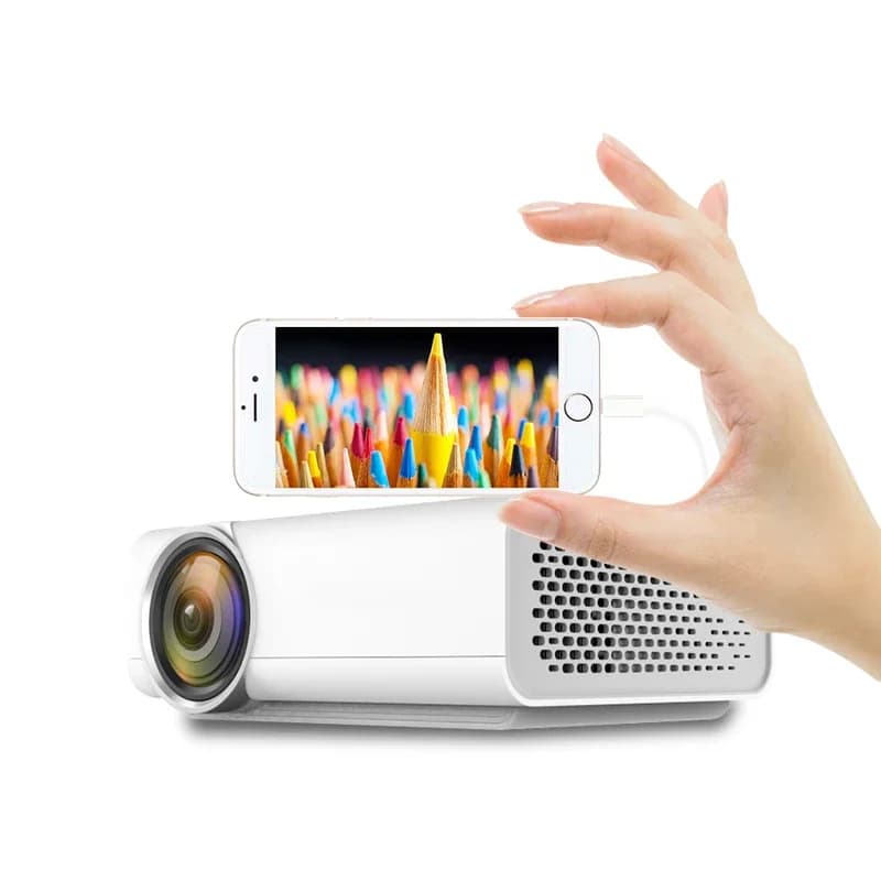 Mini proiettore per sistema home theater Videoproiettore cinematografico con VGA AV USB cablato con lo stesso proiettore sullo schermo