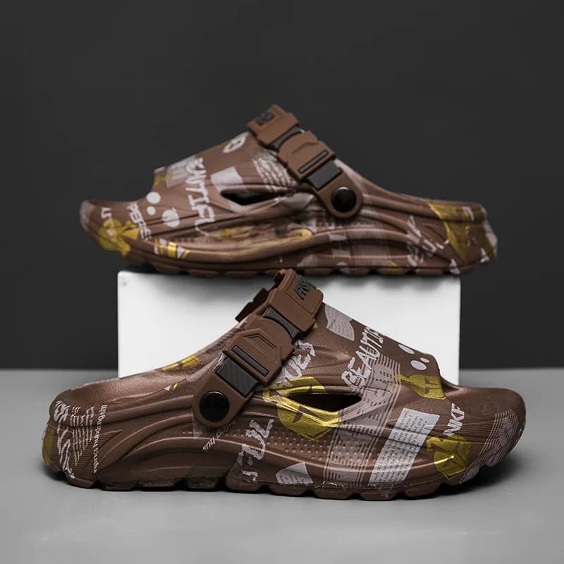 Men's Summer Outdoor Anti-Slip Driving Sport Sandals Beach Casual Flip Flops Comfortable Wearable Slippers EVA Material