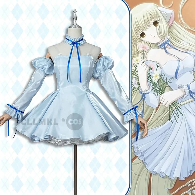 Anime Chobits Chii Eruda Cosplay Dress Women Uniform Halloween Carnival Party Christmas Play Role Clothes Clothing Headband Acc
