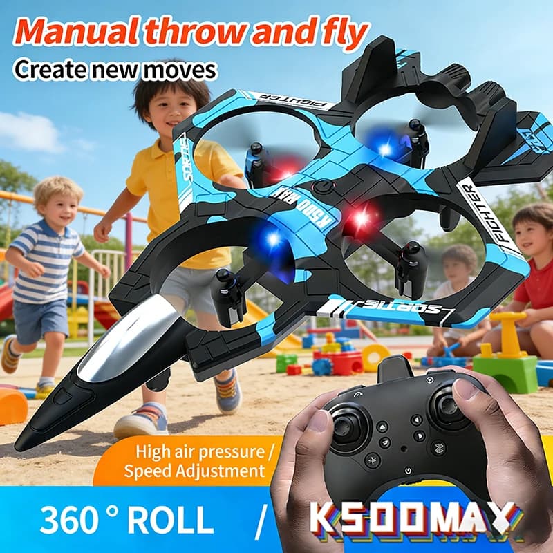 Aircraft RC K500 MAX, 2.4G Remote Control Aeromodel for Acrobatics and 360 degree Aircraft in EPP Foam with Children's LED, Flying Toy