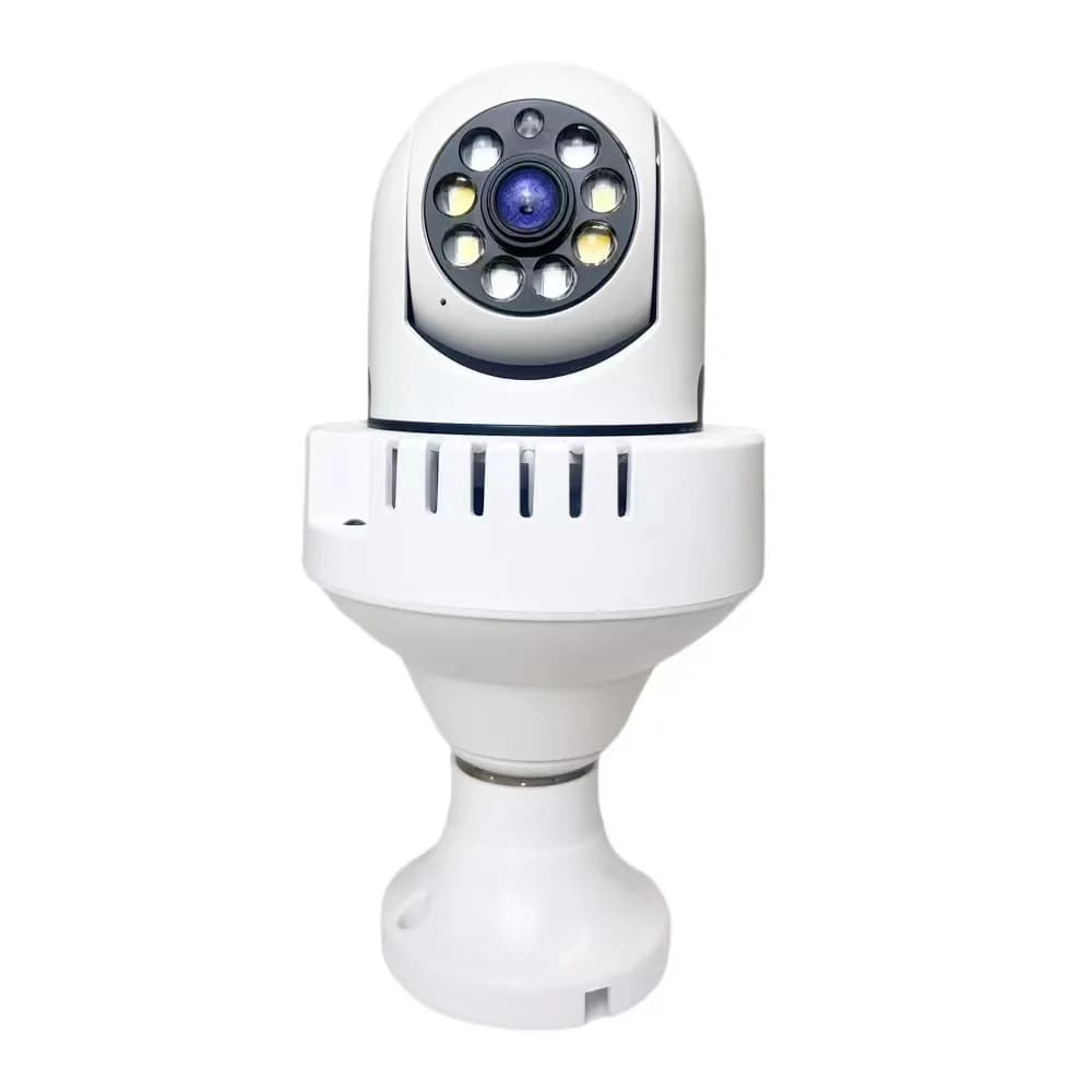 Telecamera IP Dome PTZ 2MP 1080P con App V360pro, Attacco E27, Rilevamento Umanoide AI, Visione a Colori, Interfono CCTV, Baby Monitor