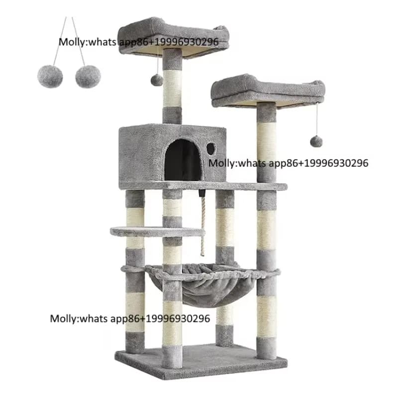 Suppliers Grey Velvet Large Multi Level Huge Petpela Tall Tree Tower Wooden Scratcher House Furniture Tower