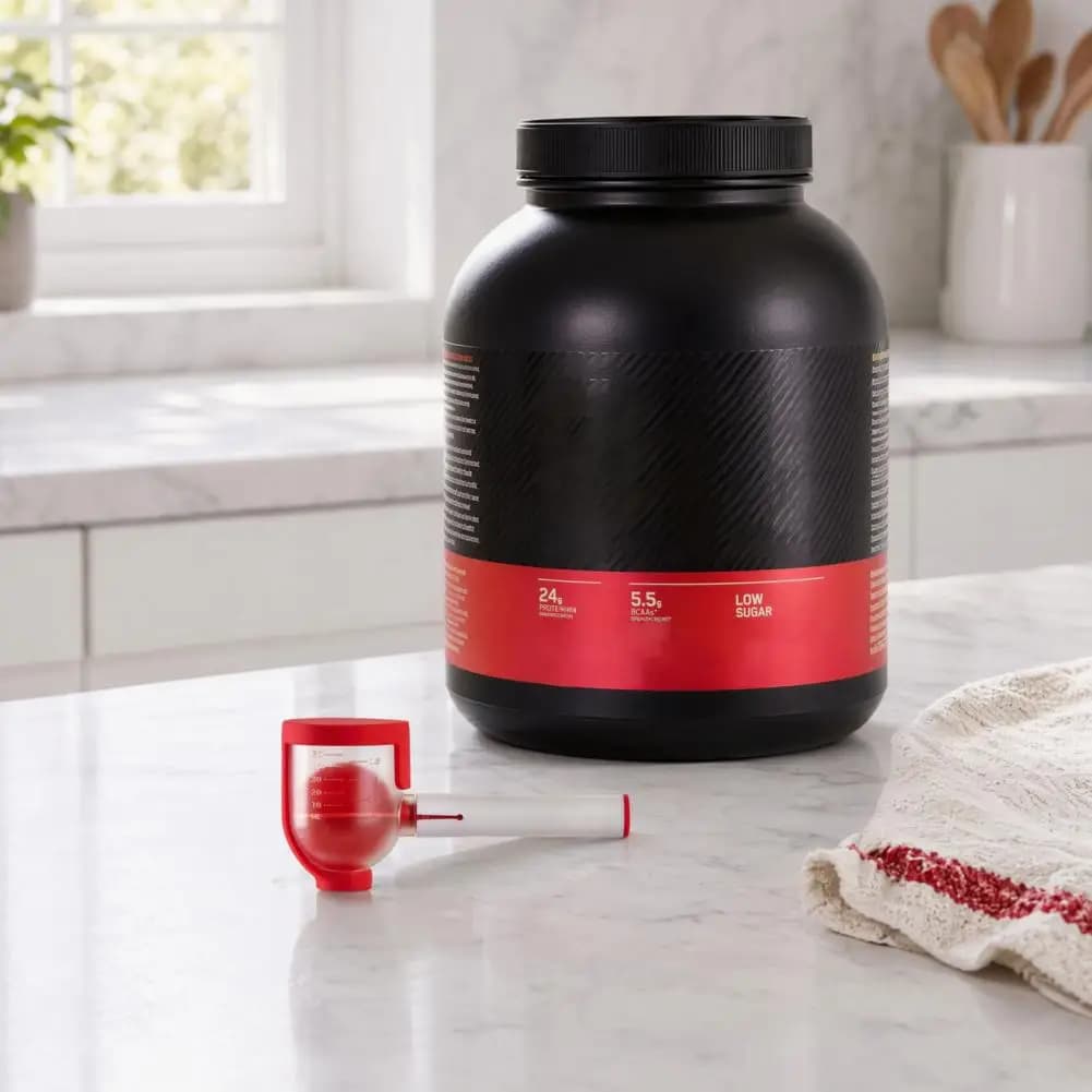 Leak-proof Protein Scoop 2pcs Adjustable Funnel Dispenser Set Protein Powder Scoop Container with Portable Storage for Narrow