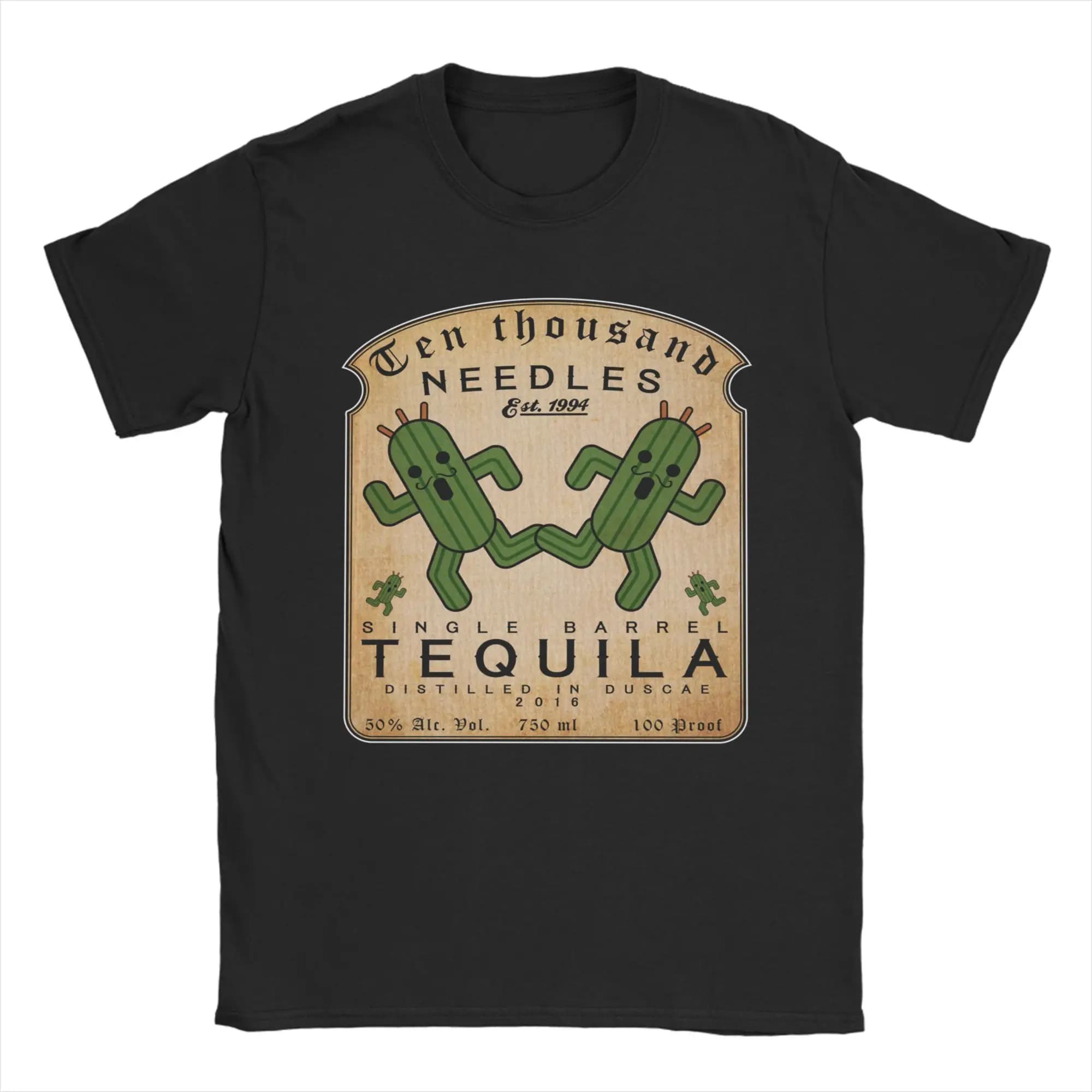 Vintage Ten thousand Needles Tequila T-Shirt Round Neck Short Sleeve Tops Finals Fantasys Video Game Cotton Summer Tops