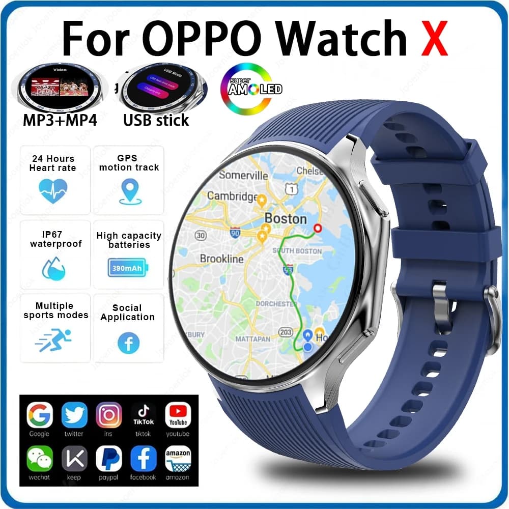OPPO Orologio X AMOLED 32GB Smartwatch Impermeabile da uomo Smart Watch Chiamata Bluetooth Collegare Cuffie TWS Musica Modalità UI 3D Video 2024