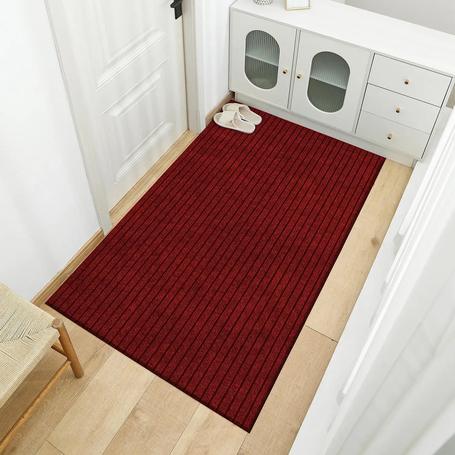 Modern and minimalist square mat – Resistant, anti-drying and anti-slip, with non-slip rubber back, washable in indoor and outdoor washing machine