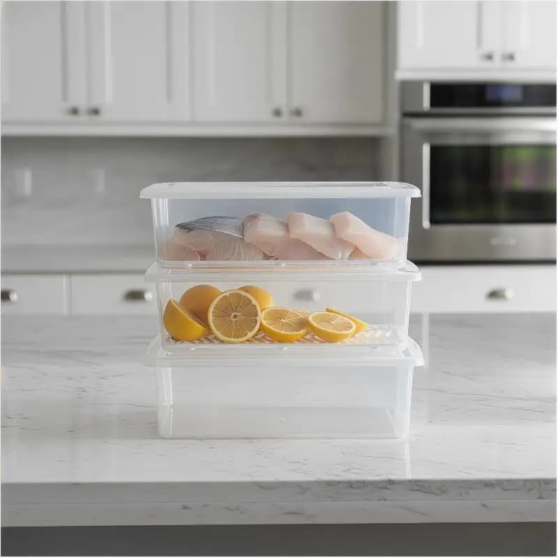 3/6PCS Refrigerator Food Storage Containers For Fruits Vegetables With Trays Safe PP Plastic