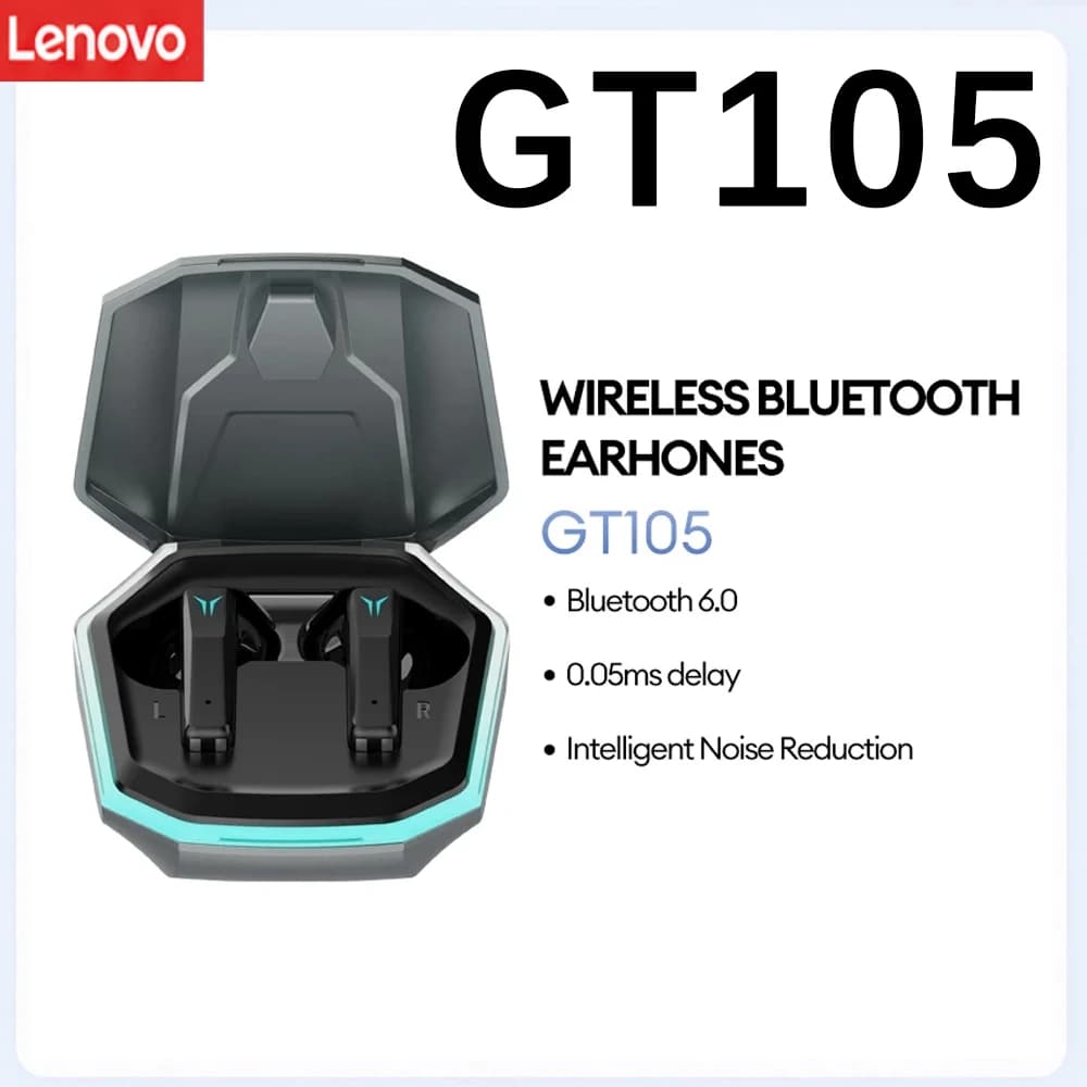 Lenovo GT105 Gaming Wireless Earbuds 65ms Ultra Low Latency RGB Light HiFi Stereo Original 30H Play Time Touch Control Headset