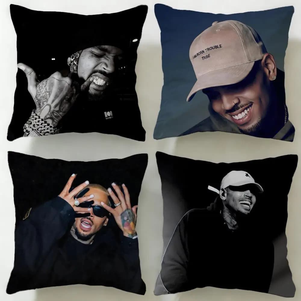 Federa per cuscino del popolare cantante Chris Brown, morbida e facile da lavare, versatile per divano, letto, viaggi e ufficio