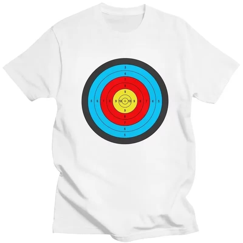 Archery Shooting Target Graphic T-Shirt for Men 100% Cotton Short Sleeve Loose Fit Casual Tee