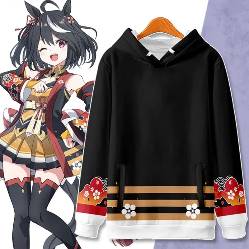 2025 Nuovo Halloween Uma Musume Pretty Derby Kitasan Nero Cosplay Felpa con cappuccio Donna Uomo Harajuku Felpa Streetwear Hip Hop Pullove