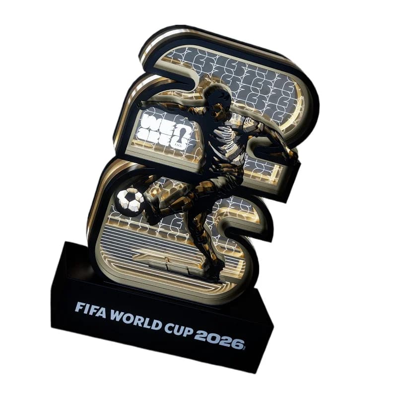 Lampada Notturna LED in Legno e Acrilico a Tema FIFA World Cup, Pronta all'Uso, Lampada d'Atmosfera per Camera da Letto, Decorazione Artistica per la Casa, Regalo Creativo per le Feste