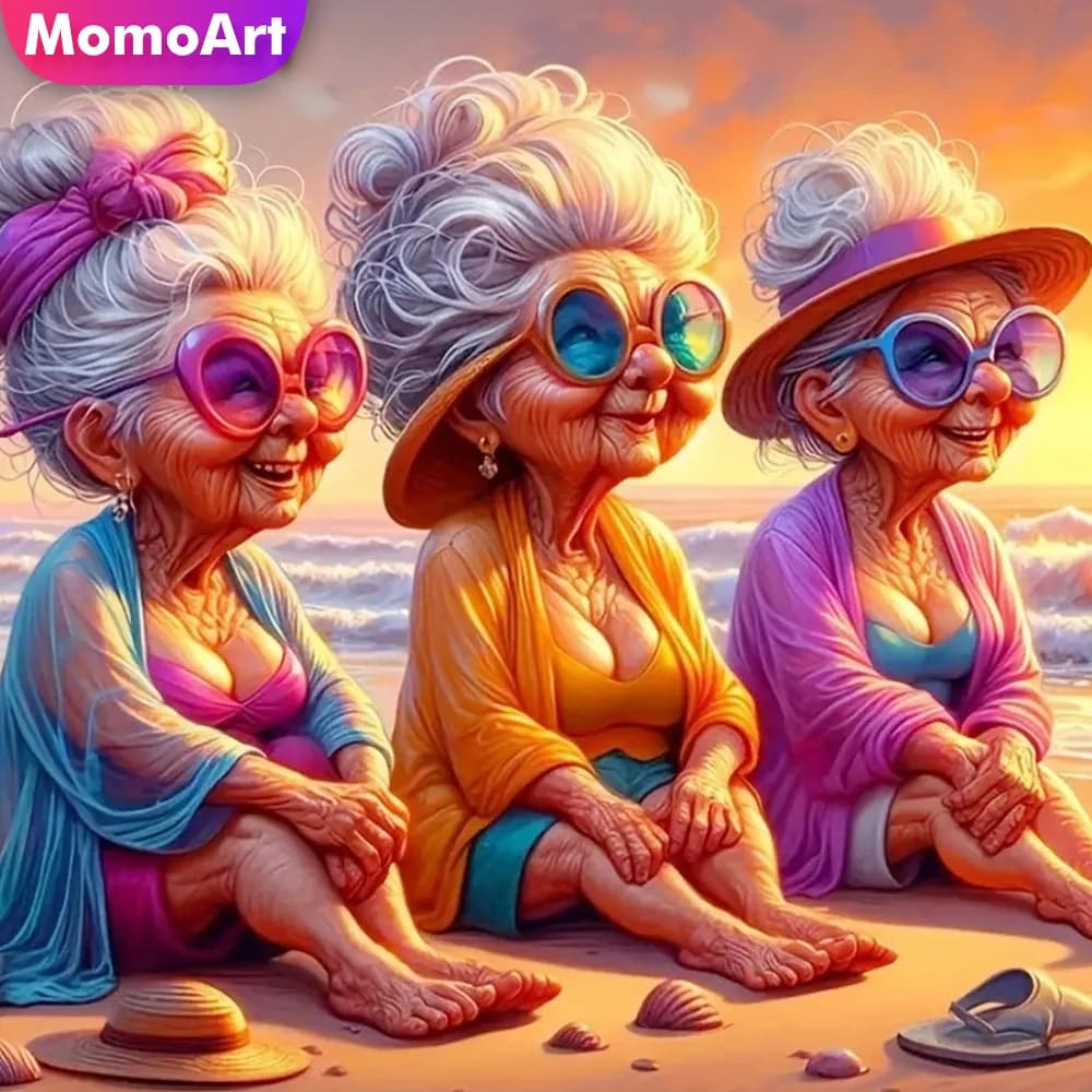Momoart Pittura Diamante Vecchia Signora Donne Kit Ricamo Ritratto Mare Nonna Mosaico 5D Decorazione Della Parete Artigianato Fai da Te
