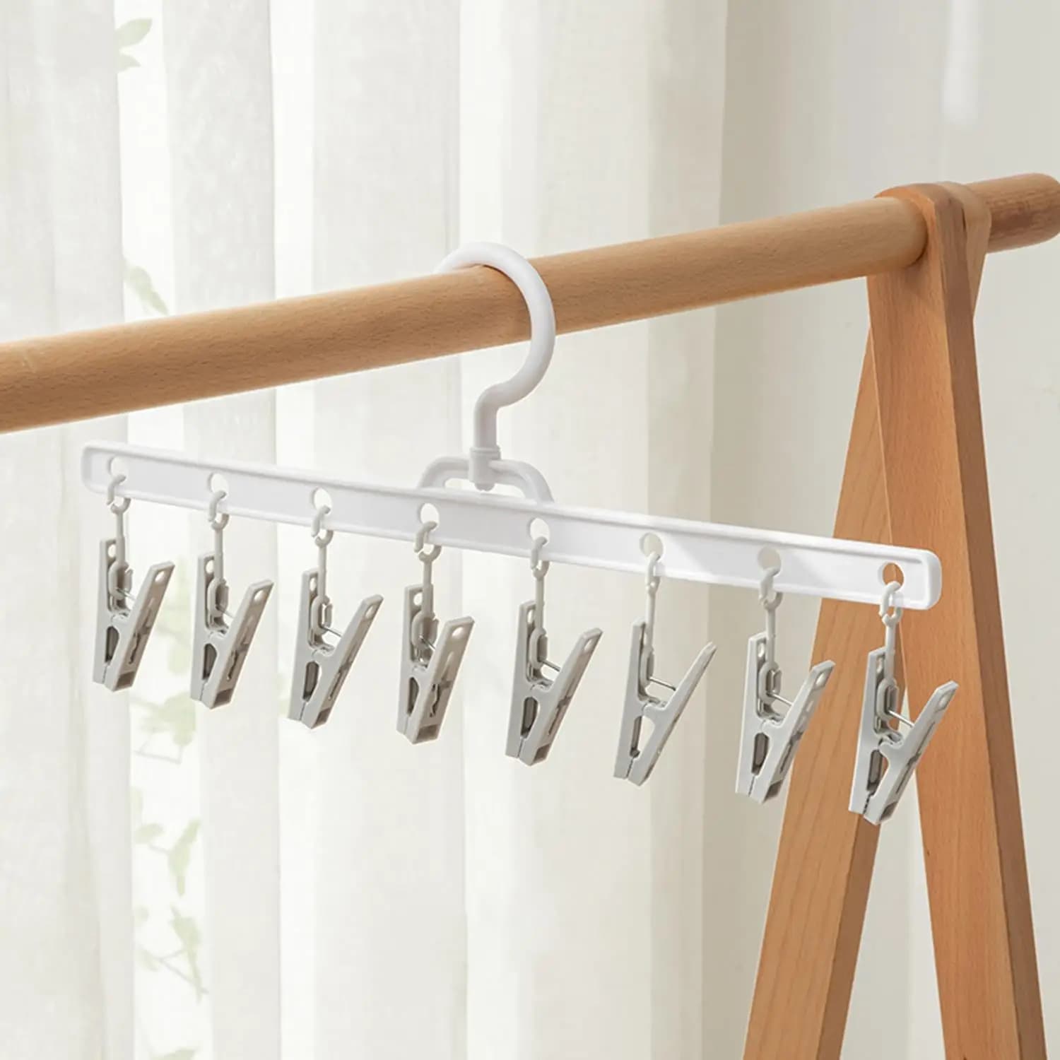 8 Clips Plastic Sock Clip Pace-Saving Sock Drying Rack Windproof Non-slip Clothes Rack Underwear Clip Towel Clothes Hangers