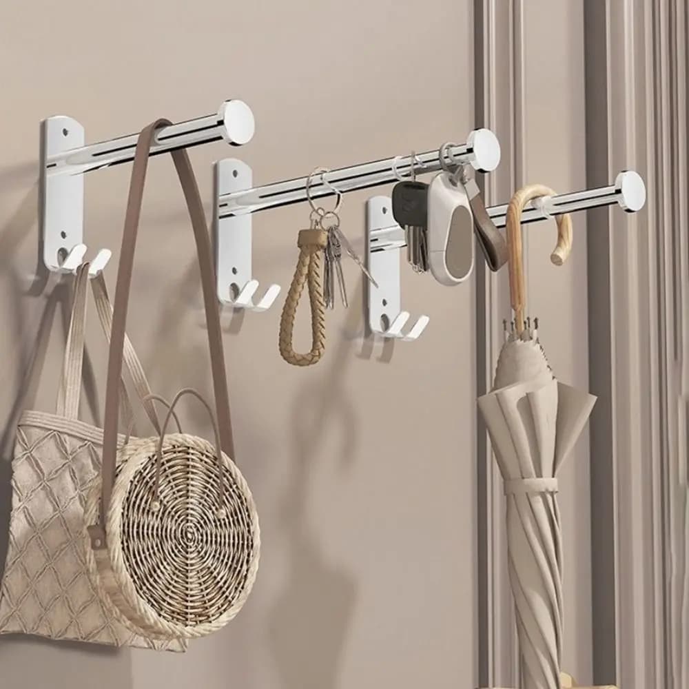 2-piece stainless steel hanger, holder, wall-mounted, without punching, for drying clothes, waterproof, space saving