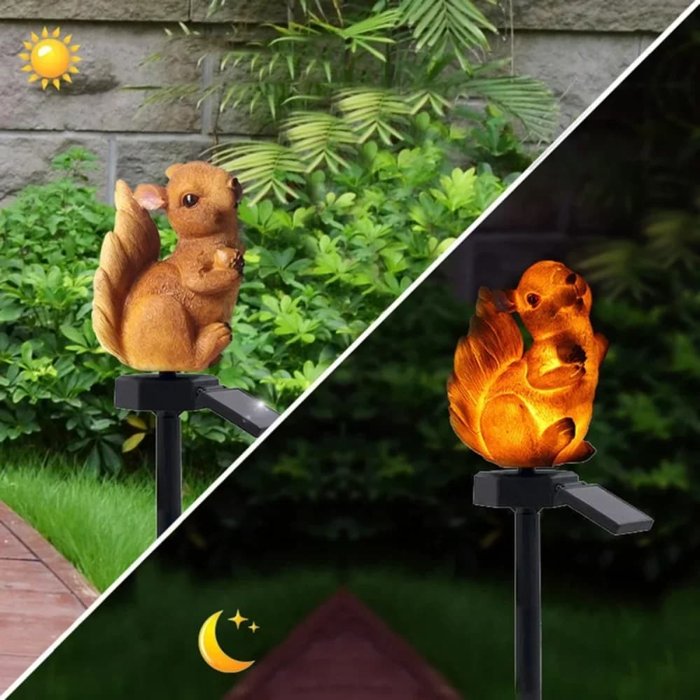 1 confezione da esterno solare LED luce scoiattolo luce impermeabile giardino paesaggio forma di scoiattolo luce decorativa per giardino cortile