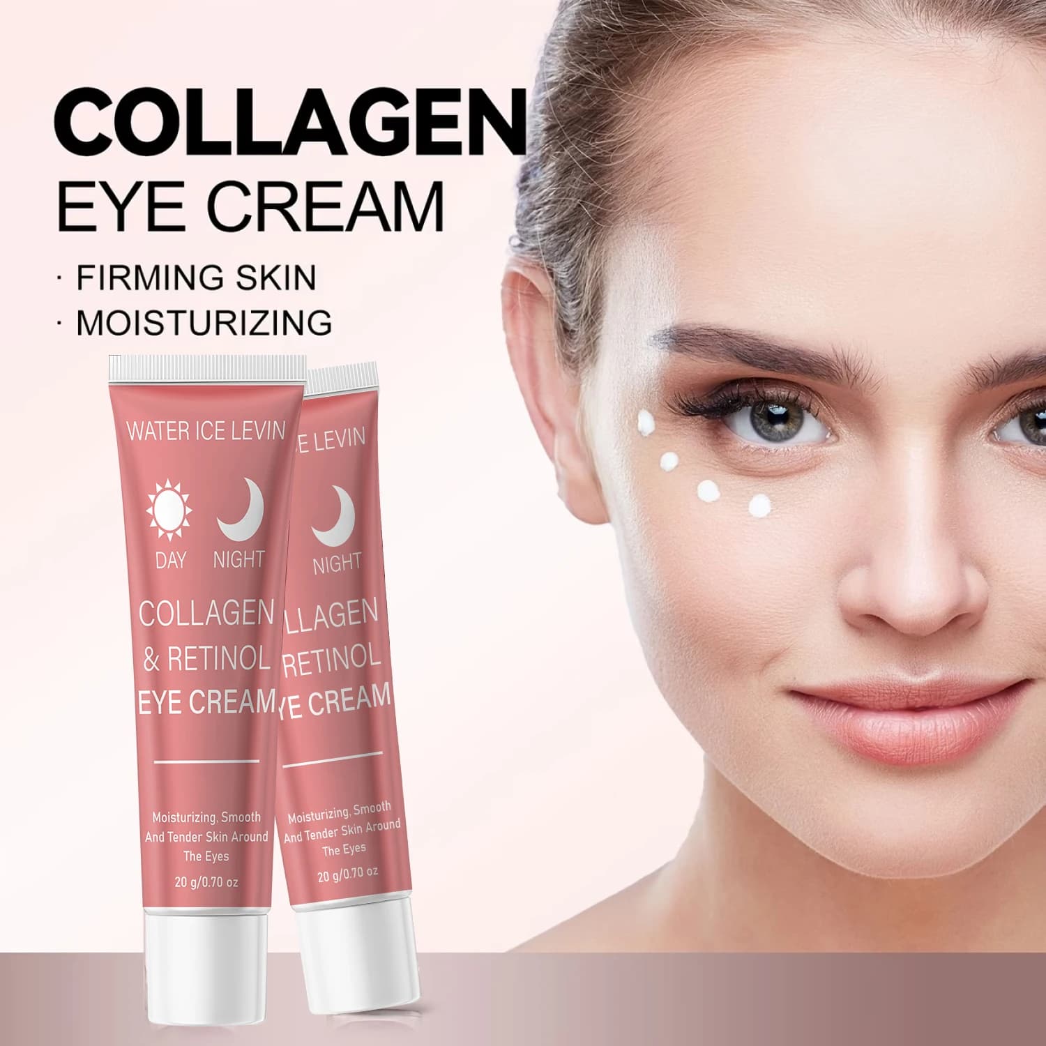Retinol Eye Cream for Dark Circles – Firming Moisturizing Eye Care with Hyaluronic Acid & Collagen, Day Night – 20g