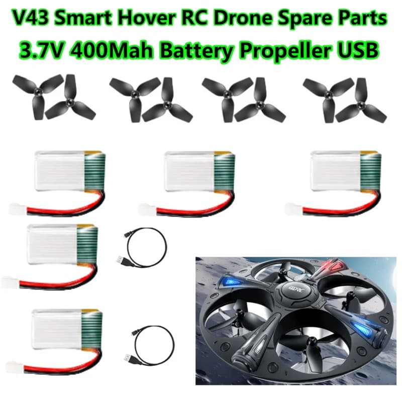 Batteria 3.7V 400mAh per Drone RC 4DRC V43, Ricambio Elica per Mini Drone 4DRC V43, Batteria per Elicottero 4DRC V43, Batteria per Aeromobile V43