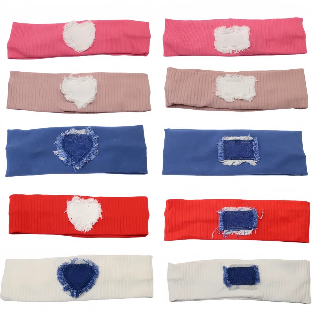 Nuovo cinturino in cotone denim cuore elegante fascia moda bambini fascia per capelli accessori per capelli clip per bambini fascia per capelli fresca OEM