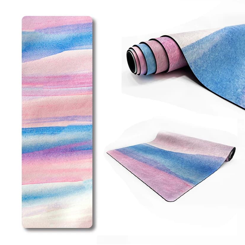 OEM ODM Eco Printing Custom Logo Design Natural Rubber Extra Thick Print Long Colorful Yoga Mat Recyclable Rubber RPET